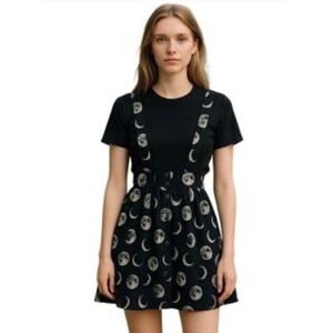 Hot Topic Moon Phase Dress XL Black Adjustable Straps Grunge Celestial Dark